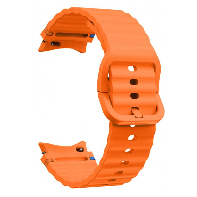 CATANES for Samsung Galaxy Watch 7 / Samsung Galaxy Watch 6 Silicone Sport Band with Decorative Woven Line Durable and Sport Design for Men Women Orange