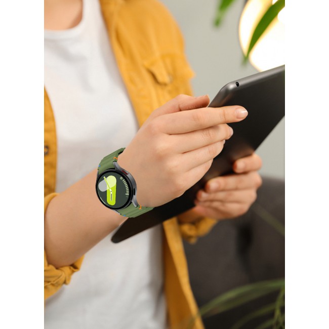 CATANES for Samsung Galaxy Watch 7 / Samsung Galaxy Watch 6 Silicone Sport Band with Decorative Woven Line Durable and Sport Design for Men Women Dark Green