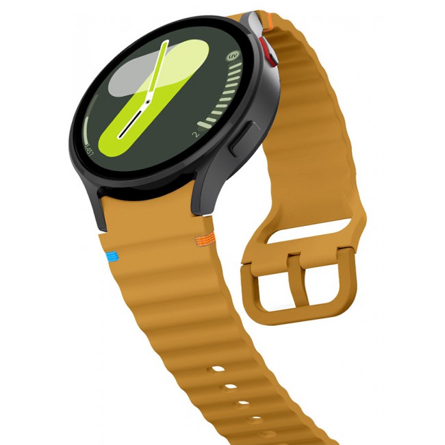 CATANES for Samsung Galaxy Watch 7 / Samsung Galaxy Watch 6 Silicone Sport Band with Decorative Woven Line Durable and Sport Design for Men Women Mustard