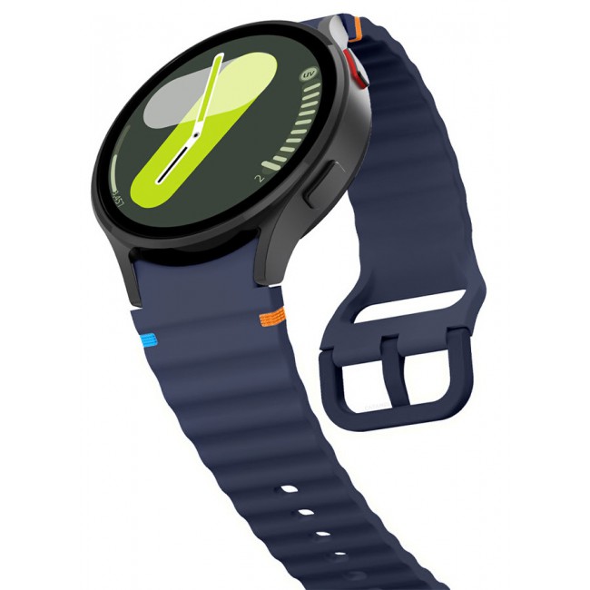 CATANES for Samsung Galaxy Watch 7 / Samsung Galaxy Watch 6 Silicone Sport Band with Decorative Woven Line Durable and Sport Design for Men Women Dark Blue