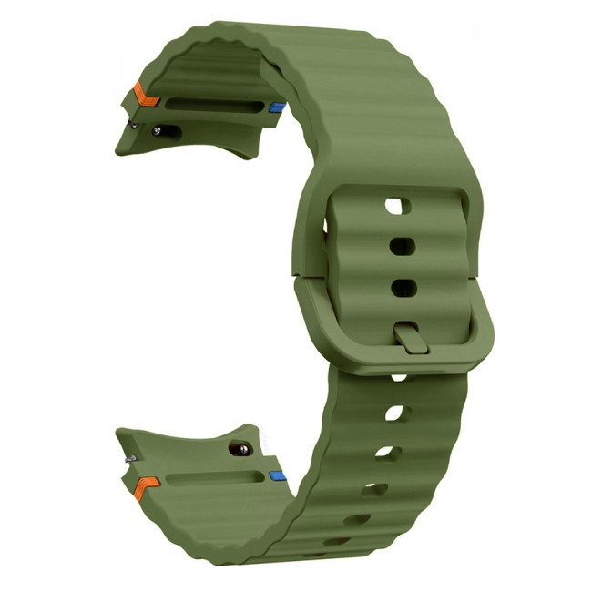CATANES for Samsung Galaxy Watch 7 / Samsung Galaxy Watch 6 Silicone Sport Band with Decorative Woven Line Durable and Sport Design for Men Women Dark Green