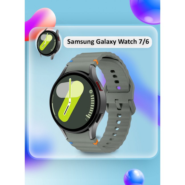 CATANES for Samsung Galaxy Watch 7 / Samsung Galaxy Watch 6 Silicone Sport Band with Decorative Woven Line Durable and Sport Design for Men Women Dark Grey