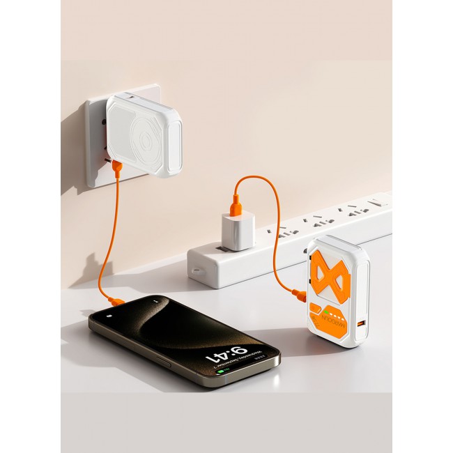 MARGOUN 10000mAh Foldable AC Plug 22.5W Magnetic Wireless Power Bank Charger with Phone Holder