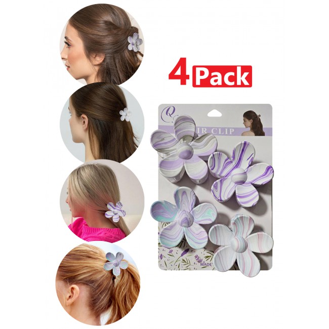 MARGOUN 4 Pack Floral Hairpins Hair Ornament for Women and Girls , Daily Use, Party, Hair Clip for Wedding / 3