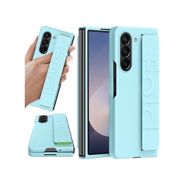 MARGOUN for Samsung Galaxy Z Fold 6 2024  Case, Slim and Lightweight Design, Wrist Strap Handheld Folding Mobile Phone Protective Case / Aqua