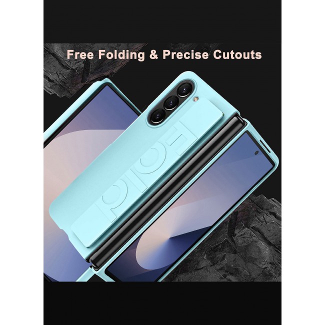 MARGOUN for Samsung Galaxy Z Fold 6 2024  Case, Slim and Lightweight Design, Wrist Strap Handheld Folding Mobile Phone Protective Case / Aqua