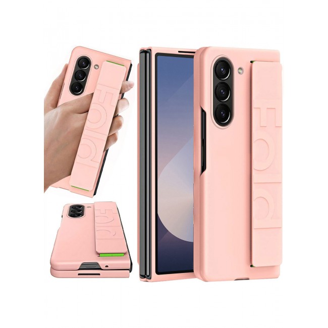MARGOUN for Samsung Galaxy Z Fold 6 2024 Case, Slim and Lightweight Design, Wrist Strap Handheld Folding Mobile Phone Protective Case / Pink