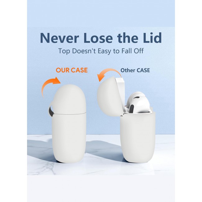 CATANES for Airpods 4 2024 Case Soft Silicone Elegant Cover with Keychain / White Color