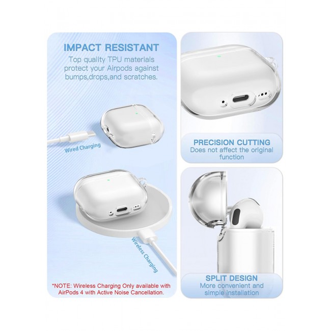 CATANES for Airpods 4 2024 Case Soft Silicone Elegant Cover with Keychain / Clear Color