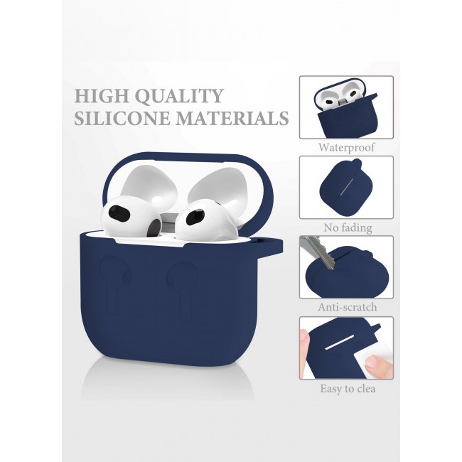 CATANES for Airpods 4 2024 Case Soft Silicone Elegant Cover with Keychain / Midnight Blue Color
