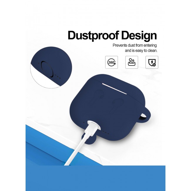 CATANES for Airpods 4 2024 Case Soft Silicone Elegant Cover with Keychain / Midnight Blue Color
