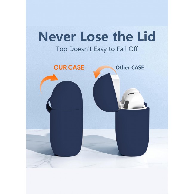 CATANES for Airpods 4 2024 Case Soft Silicone Elegant Cover with Keychain / Midnight Blue Color