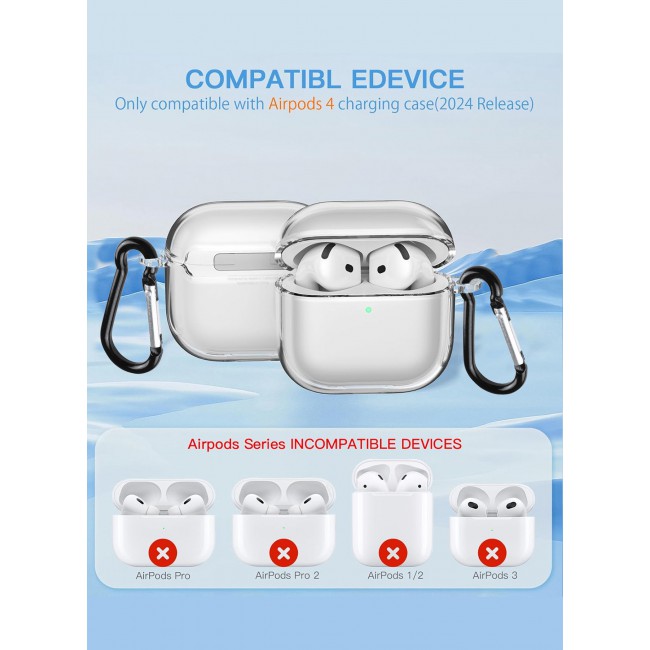 CATANES for Airpods 4 2024 Case Soft Silicone Elegant Cover with Keychain / Clear Color
