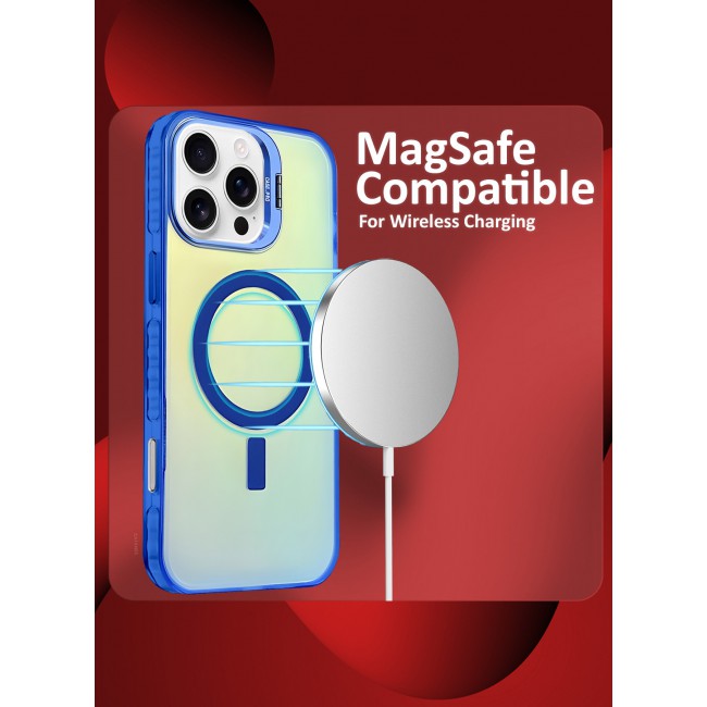 CATANES iPhone 15 Pro Max 2 Pack, Case and Screen Protector, Gradient Holographic Iridescent MagSafe Case,Kickstand Case Cover / Holographic Blue Colour