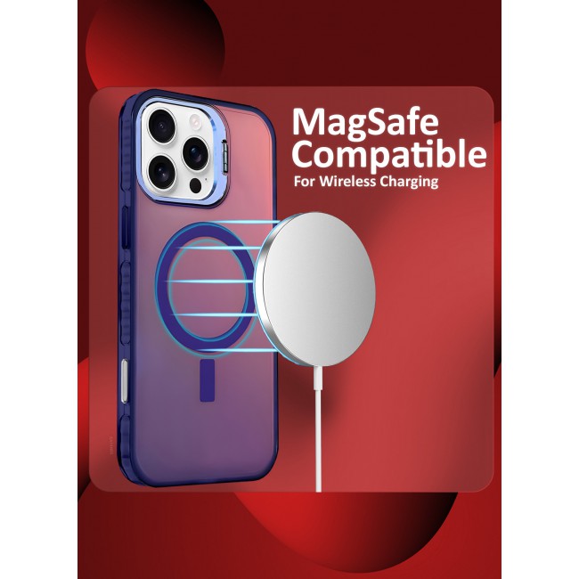 CATANES iPhone 16 Pro Max Case, Gradient Holographic Iridescent MagSafe Case,Kickstand Case Cover / Holographic Dark Purple Colour