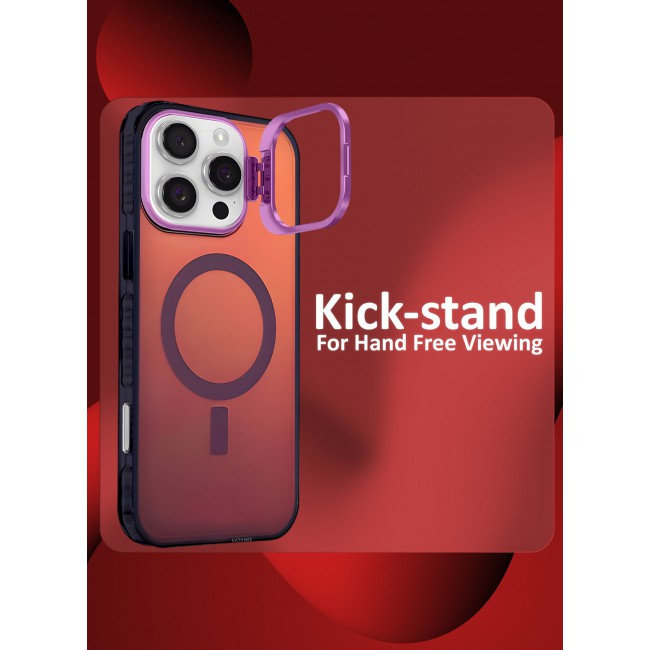 CATANES iPhone 15 Pro Max 3 Pack, 1 Case and 2 Screen Protectors, Gradient Holographic Iridescent MagSafe Case,Kickstand Case Cover / Holographic Maroon Colour