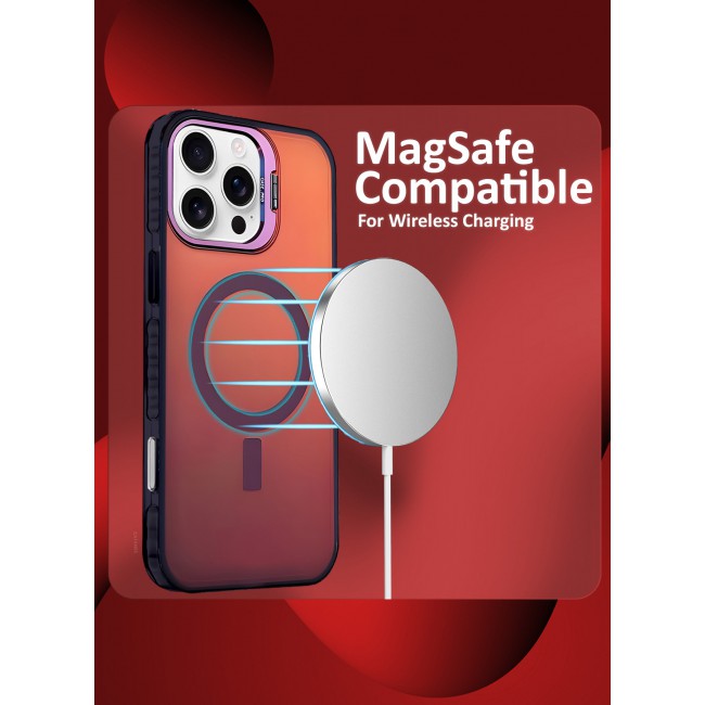 CATANES iPhone 15 Pro Max 3 Pack, 1 Case and 2 Screen Protectors, Gradient Holographic Iridescent MagSafe Case,Kickstand Case Cover / Holographic Maroon Colour