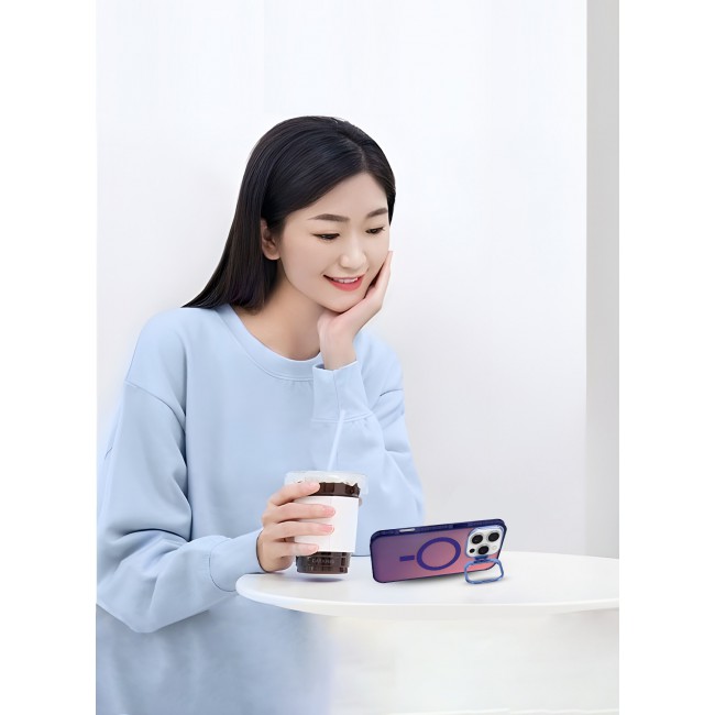 CATANES iPhone 16 Pro Max Case, Gradient Holographic Iridescent MagSafe Case,Kickstand Case Cover / Holographic Dark Purple Colour