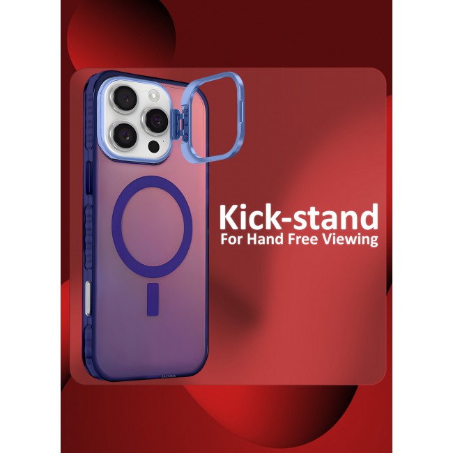 CATANES iPhone 16 Pro Max Case, Gradient Holographic Iridescent MagSafe Case,Kickstand Case Cover / Holographic Dark Purple Colour