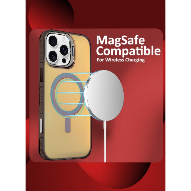 CATANES iPhone 16 Pro Max 3 Pack, 1 Case and 2 Screen Protectors, Gradient Holographic Iridescent MagSafe Case,Kickstand Case Cover / Holographic Brown Colour