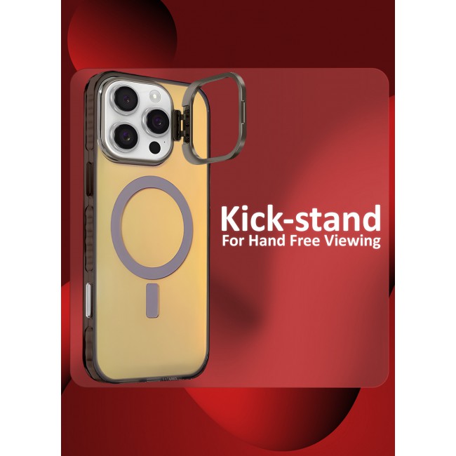 CATANES iPhone 16 Pro Max 3 Pack, 1 Case and 2 Screen Protectors, Gradient Holographic Iridescent MagSafe Case,Kickstand Case Cover / Holographic Brown Colour