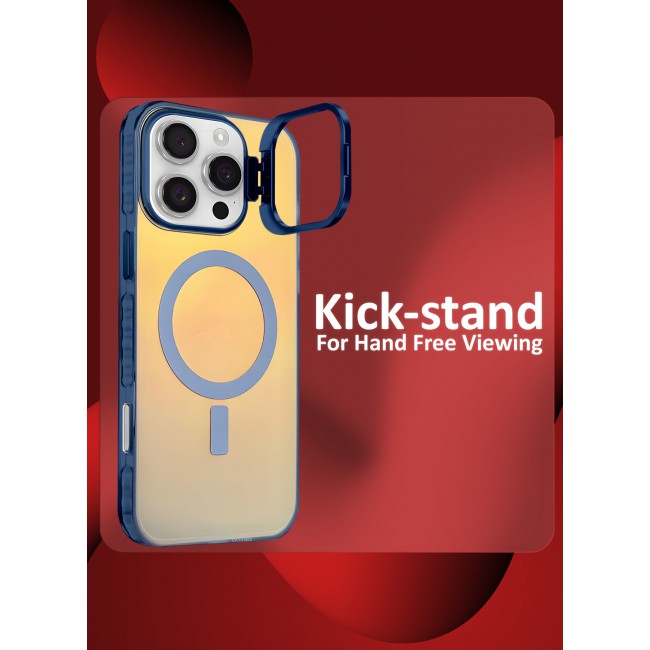 CATANES iPhone 16 Pro Max Case, Gradient Holographic Iridescent MagSafe Case,Kickstand Case Cover / Holographic Dark Blue Colour