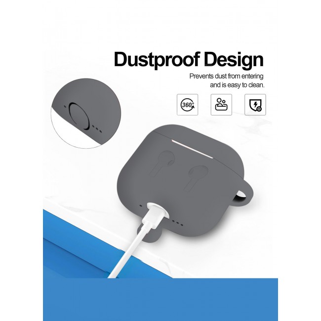 CATANES for Airpods 4 2024 Case Soft Silicone Elegant Cover with Keychain / Dark Grey Color