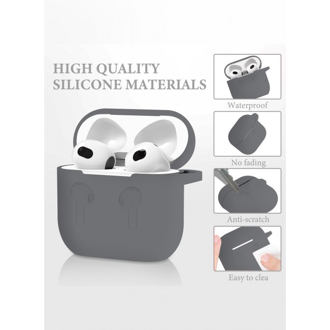 CATANES for Airpods 4 2024 Case Soft Silicone Elegant Cover with Keychain / Dark Grey Color