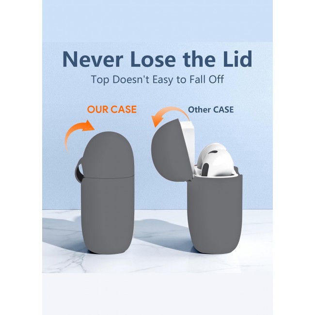 CATANES for Airpods 4 2024 Case Soft Silicone Elegant Cover with Keychain / Dark Grey Color