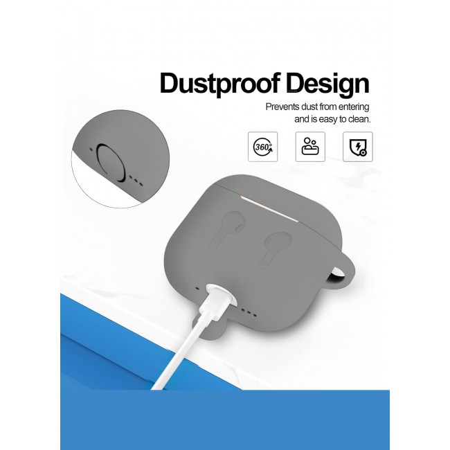 CATANES for Airpods 4 2024 Case Soft Silicone Elegant Cover with Keychain / Light Grey Color