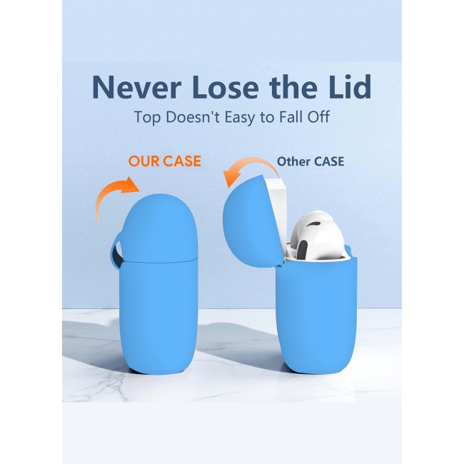 CATANES for Airpods 4 2024 Case Soft Silicone Elegant Cover with Keychain / Sky Blue Color
