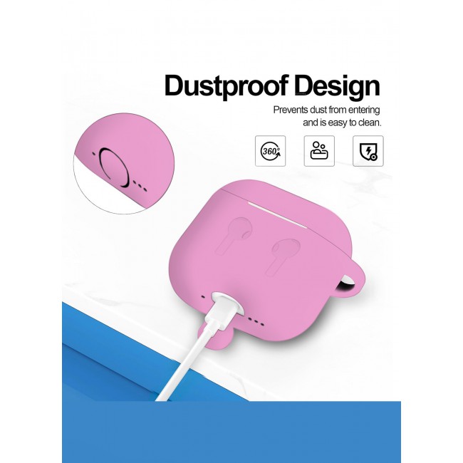 CATANES for Airpods 4 2024 Case Soft Silicone Elegant Cover with Keychain / Pink Color