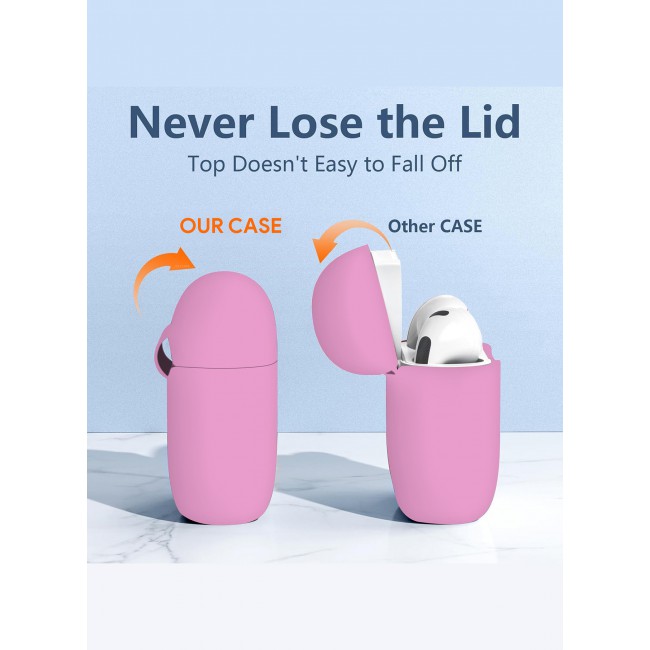 CATANES for Airpods 4 2024 Case Soft Silicone Elegant Cover with Keychain / Pink Color