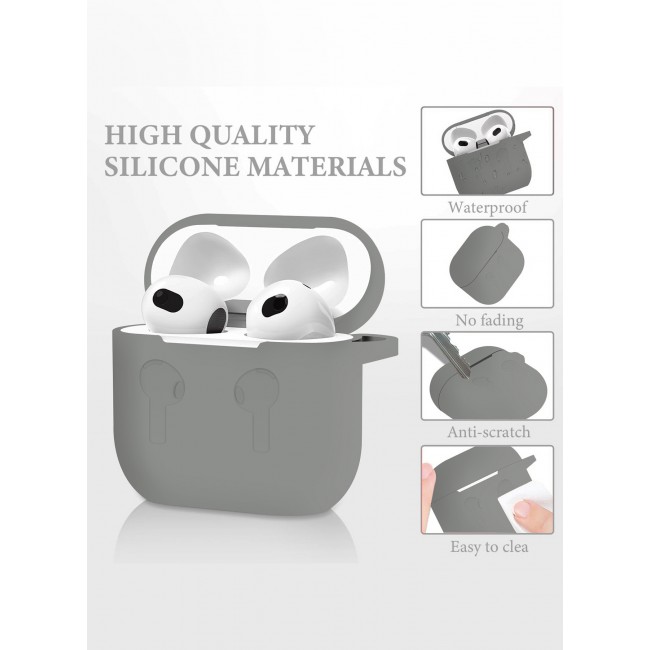CATANES for Airpods 4 2024 Case Soft Silicone Elegant Cover with Keychain / Light Grey Color