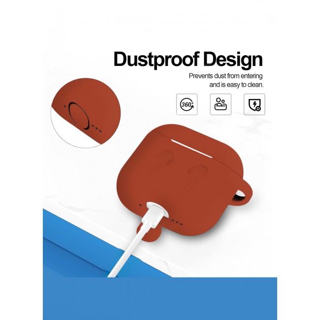 CATANES for Airpods 4 2024 Case Soft Silicone Elegant Cover with Keychain / Red Color