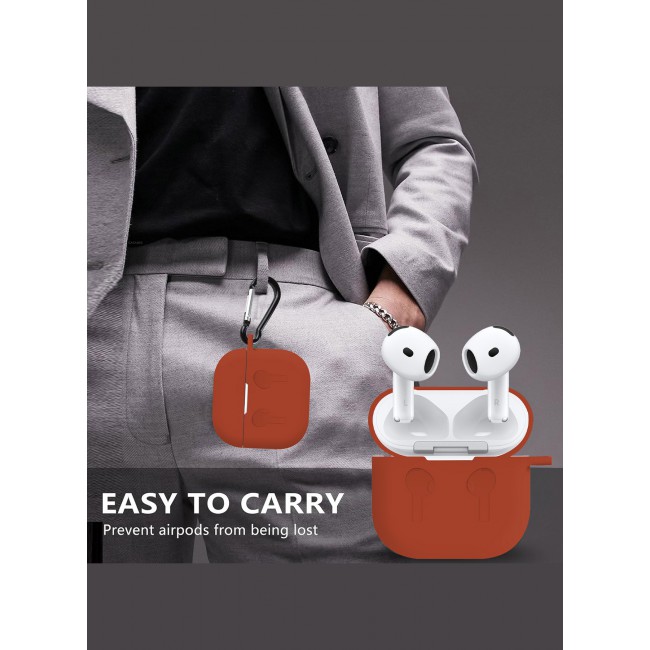 CATANES for Airpods 4 2024 Case Soft Silicone Elegant Cover with Keychain / Red Color