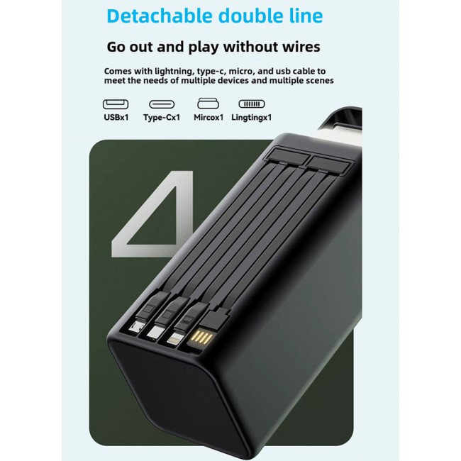 MARGOUN for 2Packs 50000mAh PD Power Bank with LED Display and 22.5W Fast Charging with 4 Built-in Cables and Camping Lamp - Black