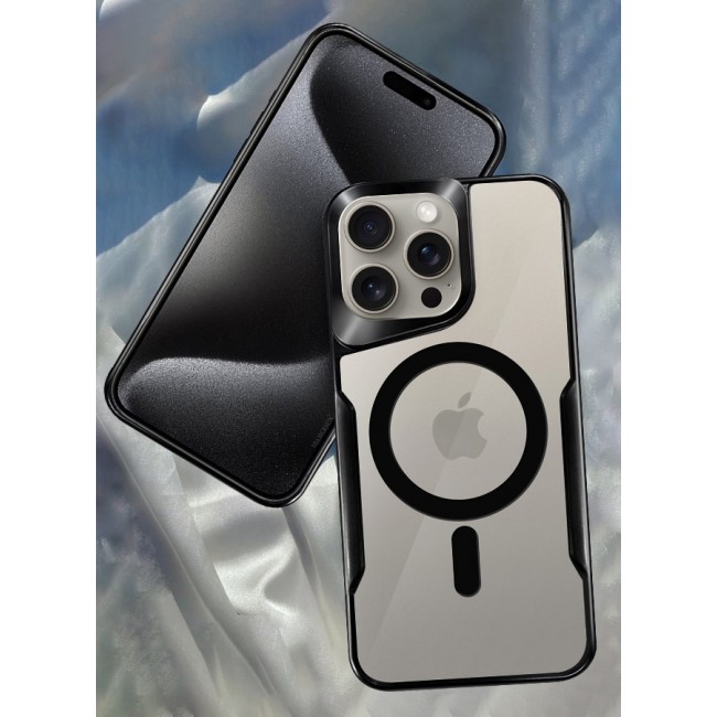 MARGOUN iPhone 15 Pro Max Case Magnetic Phone Case Slim Shockproof Cover New Design Electroplated Case Cover Black