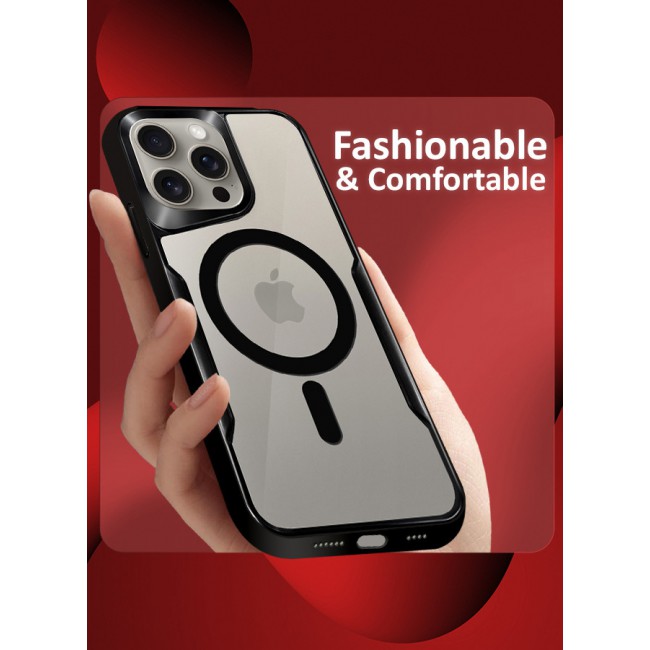 CATANES 2 Pack for iPhone 15 Pro Max Case and Screen Protector Magnetic Phone Case Slim Shockproof Cover New Design Electroplated Case Cover Black