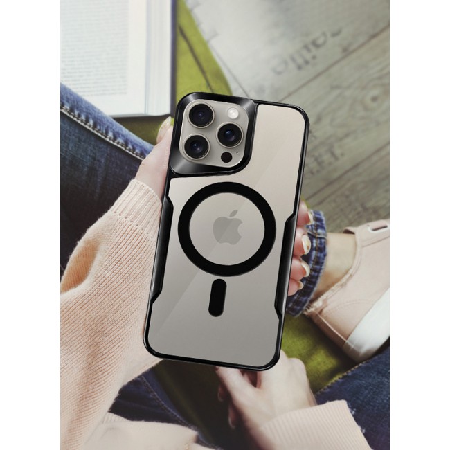 CATANES 3 Pack for iPhone 15 Pro Max Case and 2 Screen Protectors Magnetic Phone Case Slim Shockproof Cover New Design Electroplated Case Cover Black