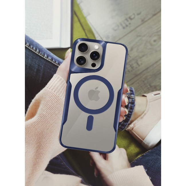 CATANES 3 Pack for iPhone 15 Pro Max Case and 2 Screen Protectors Magnetic Phone Case Slim Shockproof Cover New Design Electroplated Case Cover Dark Blue