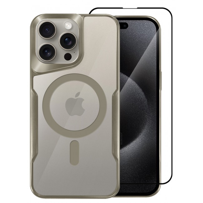 CATANES 2 Pack for iPhone 15 Pro Max Case and Screen Protector Magnetic Phone Case Slim Shockproof Cover New Design Electroplated Case Cover Titanium