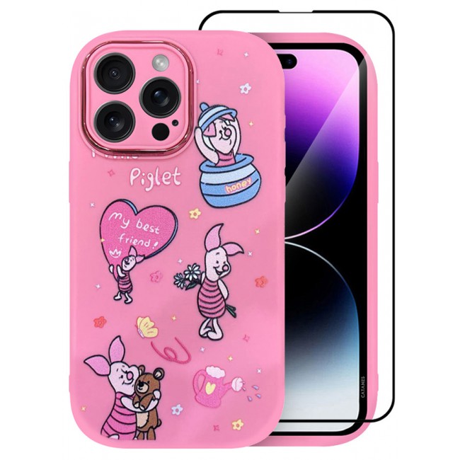 MARGOUN 2 Pack for iPhone 14 Pro Max Case Cover and Screen Protector Cartoon Case Unique Design for Women Girls with Camera Lens Protection P07