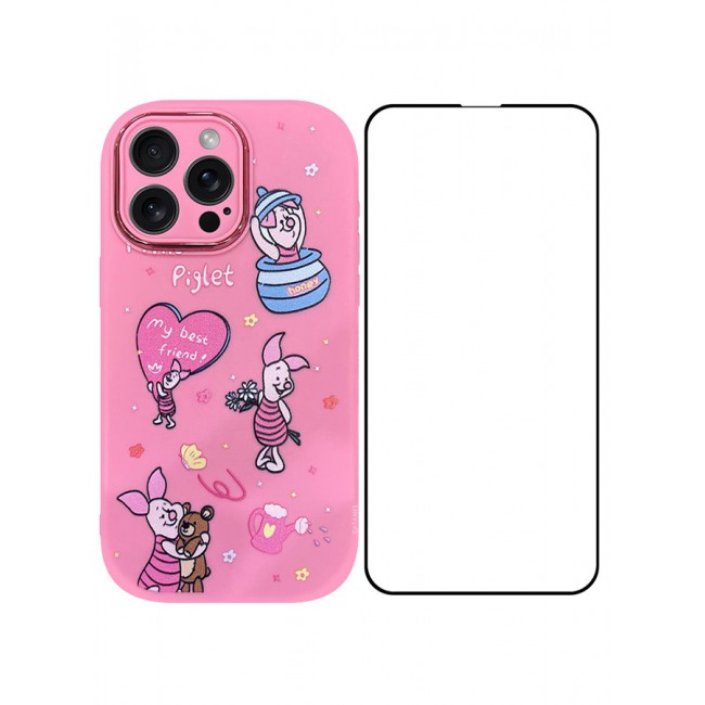 MARGOUN 2 Pack for iPhone 14 Pro Max Case Cover and Screen Protector Cartoon Case Unique Design for Women Girls with Camera Lens Protection P07