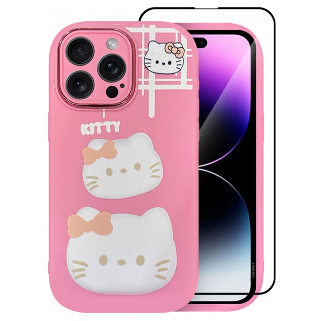 MARGOUN 2 Pack for iPhone 14 Pro Max Case Cover and Screen Protector Cartoon Case Unique Design for Women Girls with Camera Lens Protection P03