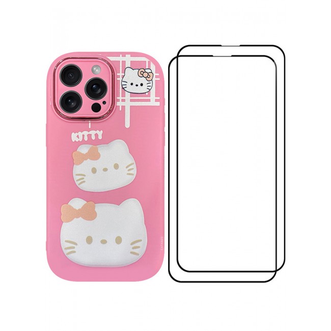 MARGOUN 3 Pack for iPhone 14 Pro Max Case Cover and 2 Screen Protectors Cartoon Case Unique Design for Women Girls with Camera Lens Protection P03