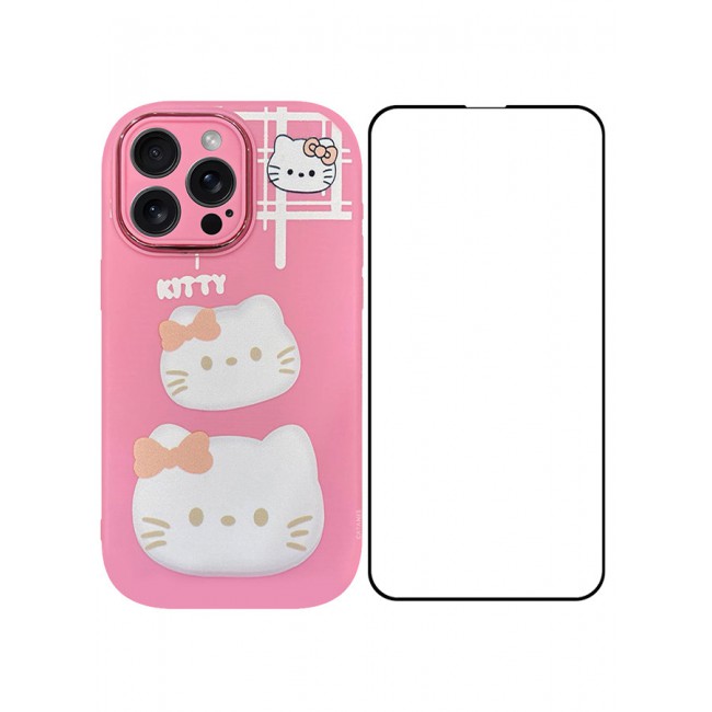 MARGOUN 2 Pack for iPhone 14 Pro Max Case Cover and Screen Protector Cartoon Case Unique Design for Women Girls with Camera Lens Protection P03