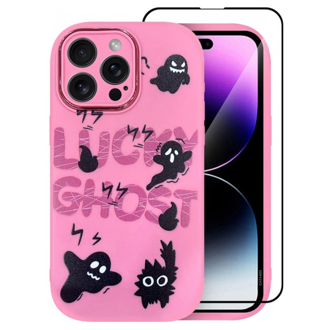 MARGOUN 2 Pack for iPhone 14 Pro Max Case Cover and Screen Protector Cartoon Case Unique Design for Women Girls with Camera Lens Protection P04