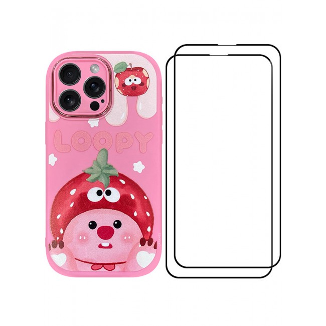 MARGOUN 3 Pack for iPhone 14 Pro Max Case Cover and 2 Screen Protectors Cartoon Case Unique Design for Women Girls with Camera Lens Protection P06