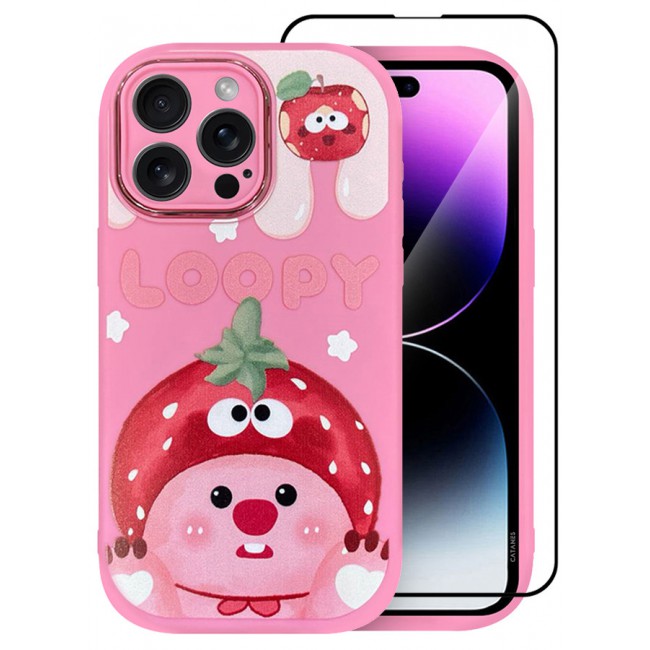 MARGOUN 2 Pack for iPhone 14 Pro Max Case Cover and Screen Protector Cartoon Case Unique Design for Women Girls with Camera Lens Protection P06
